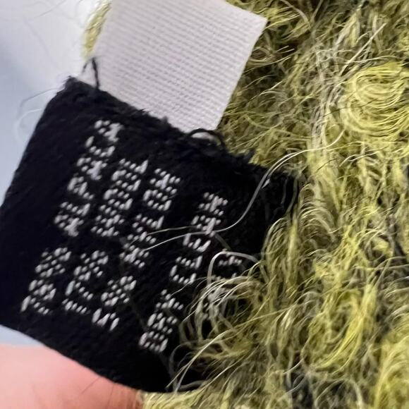 Tabask Alpaca Wool Green Fuzzy Handmade in PERU One Button Cardigan Sweater - Picture 5 of 6